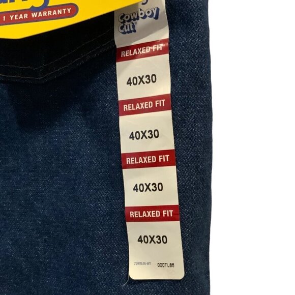 Wrangler Cowboy Cut Mens Relaxed Fit Jeans Size 40 X 30 Cotton Dark Wash Denim - Picture 7 of 8